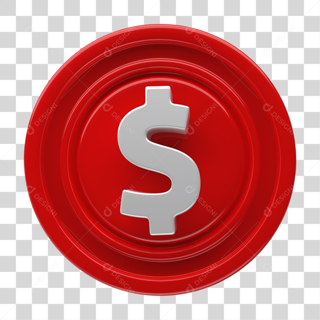 Ícone 3D Placa Símbolo Cifrão PNG Transparente