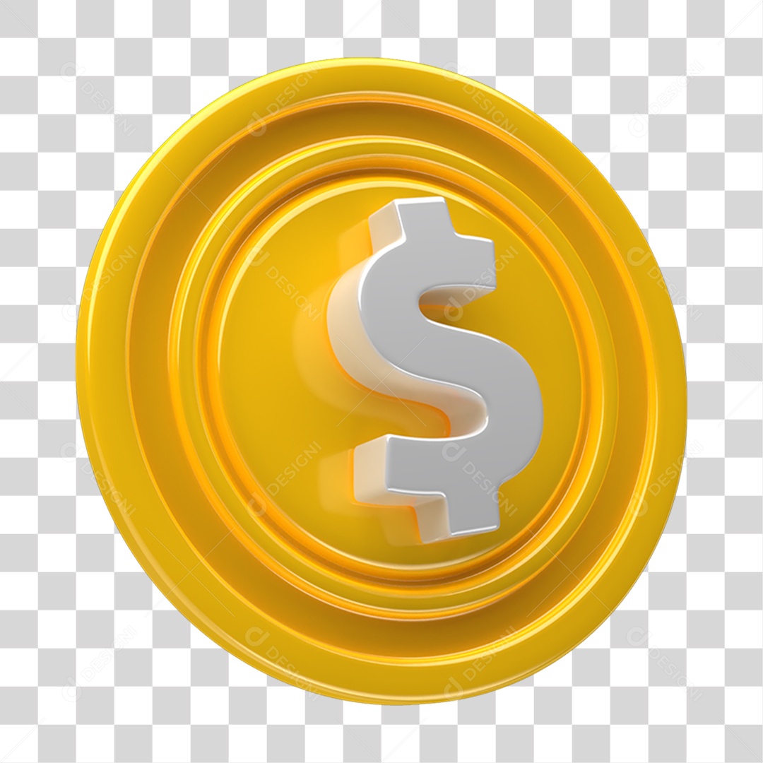 Ícone 3D Placa Símbolo Cifrão PNG Transparente