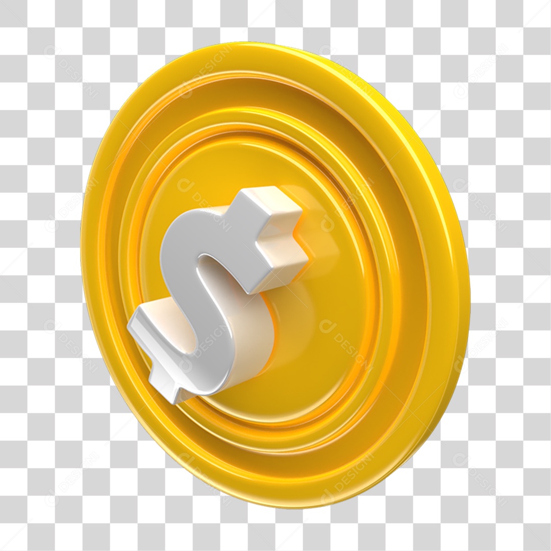 Ícone 3D Placa Símbolo Cifrão PNG Transparente