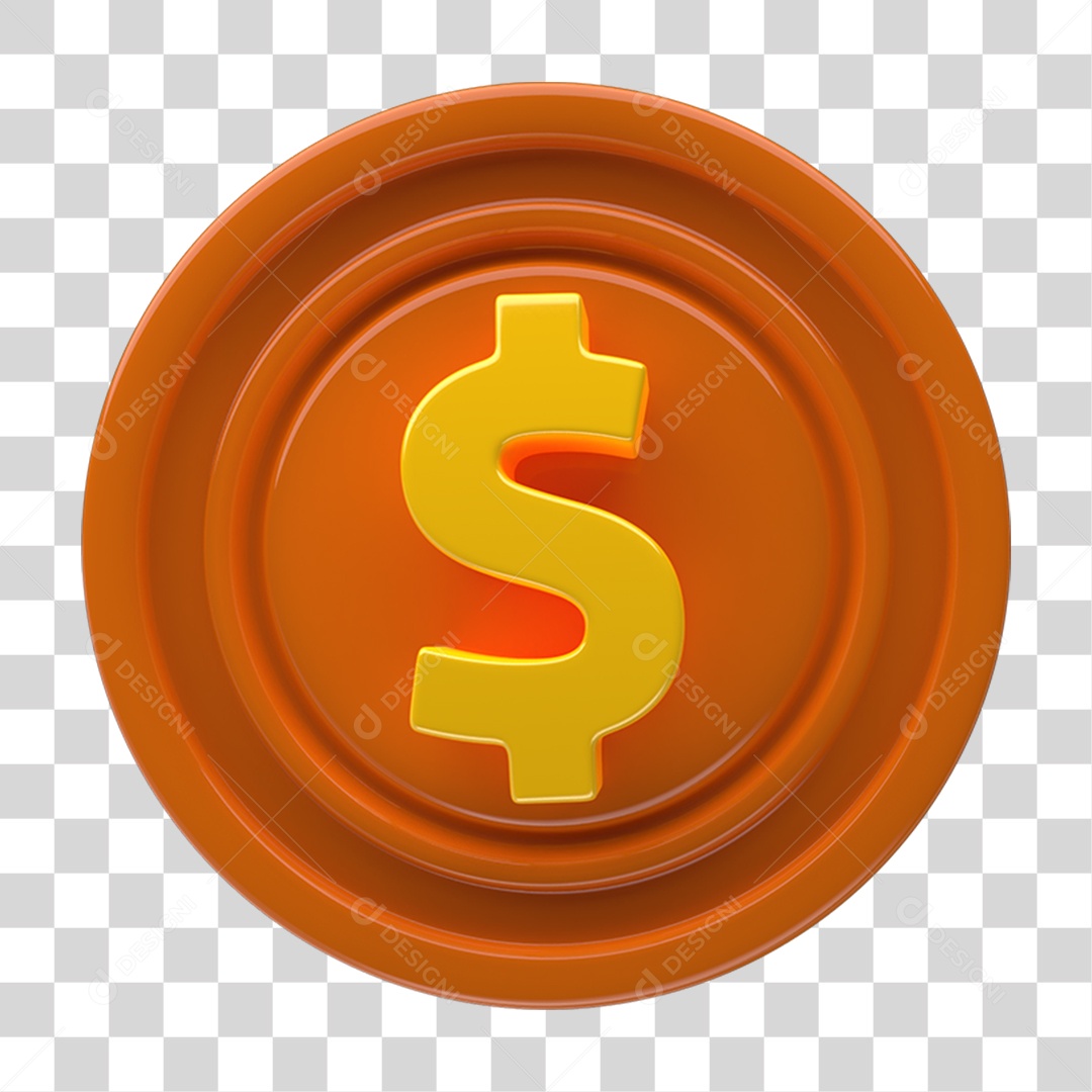 Ícone 3D Placa Símbolo Cifrão PNG Transparente