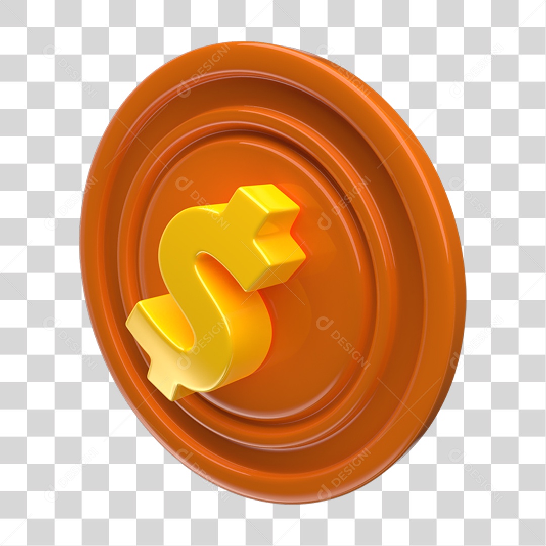 Ícone 3D Placa Símbolo Cifrão PNG Transparente