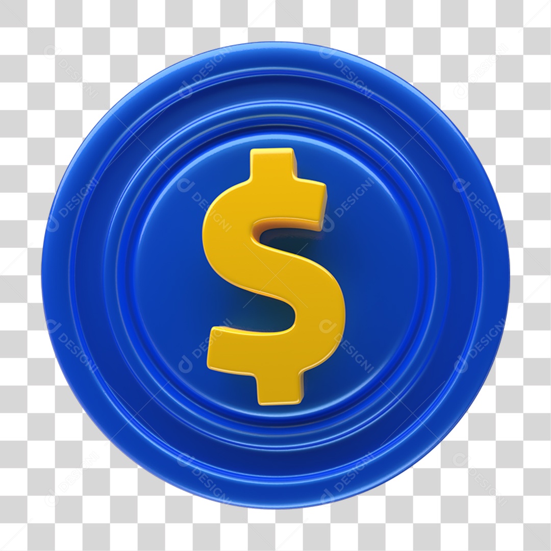 Ícone 3D Placa Símbolo Cifrão PNG Transparente