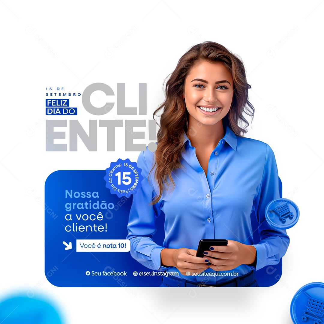 Feliz Dia do Cliente Dia 15 de Setembro Social Media PSD Editável