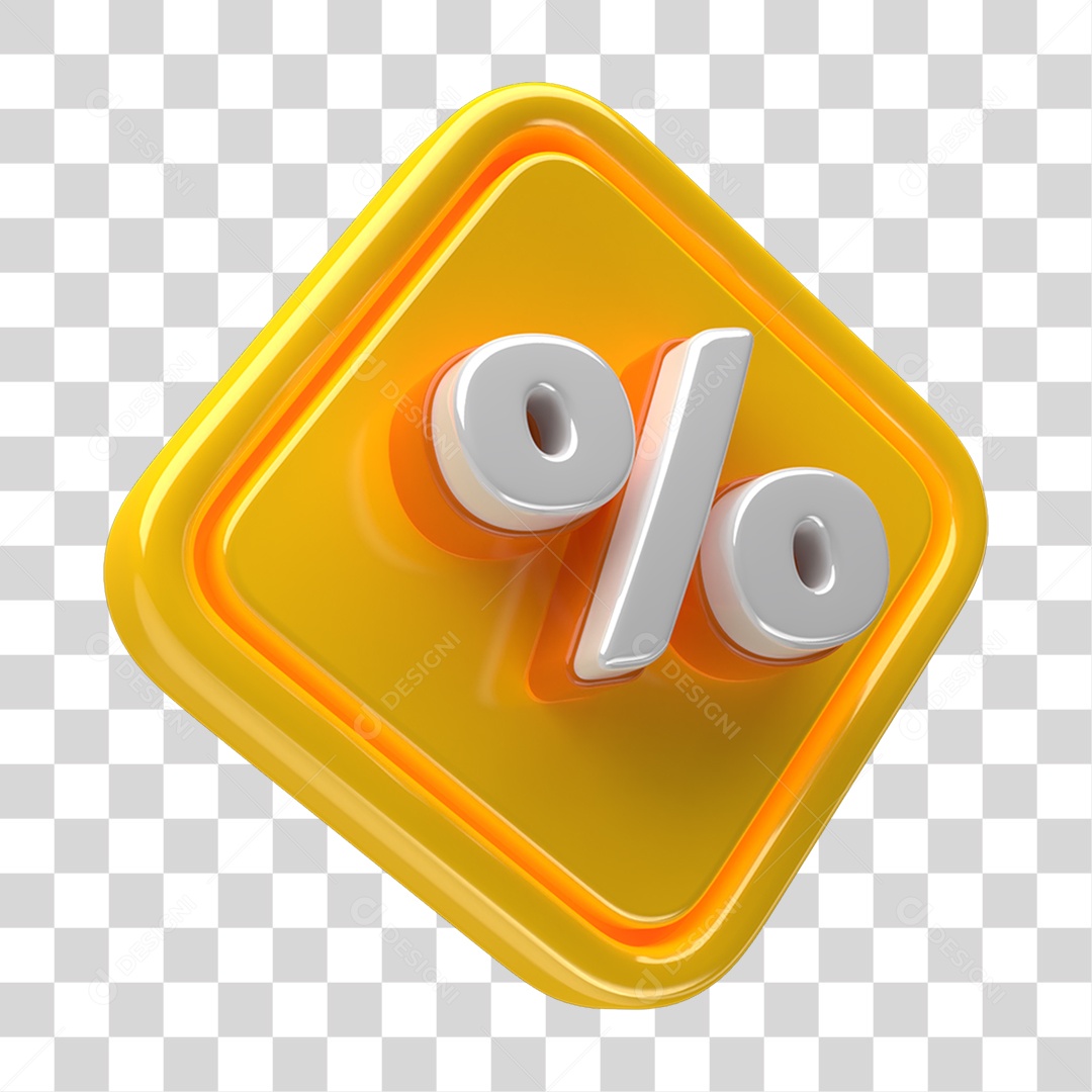 Ícone 3D Placa Símbolo Porcentagem PNG Transparente