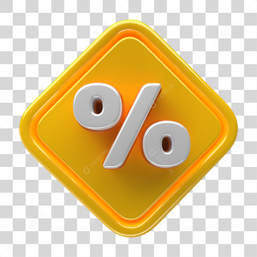 Ícone 3D Placa Símbolo Porcentagem PNG Transparente