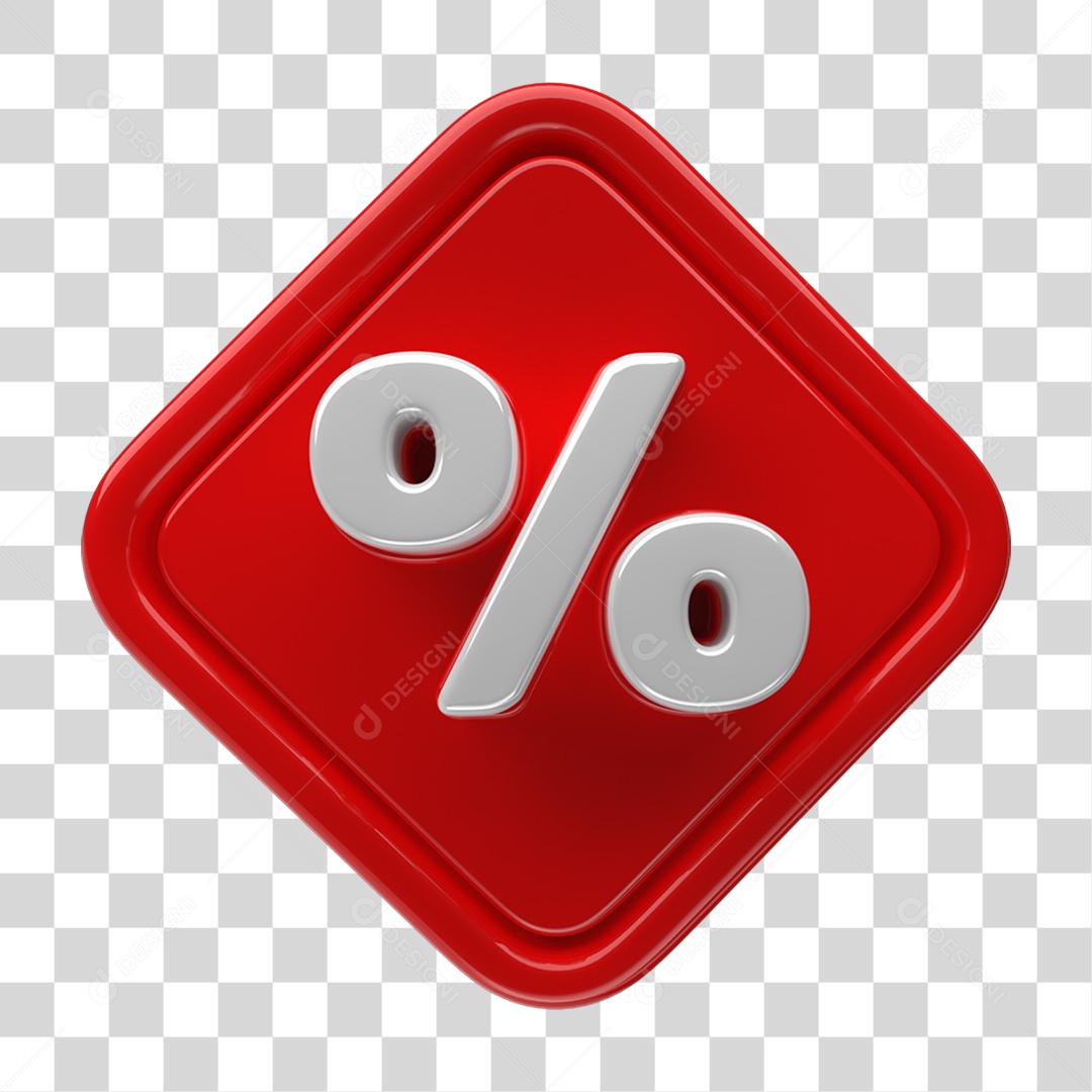 Ícone 3D Placa Símbolo Porcentagem PNG Transparente