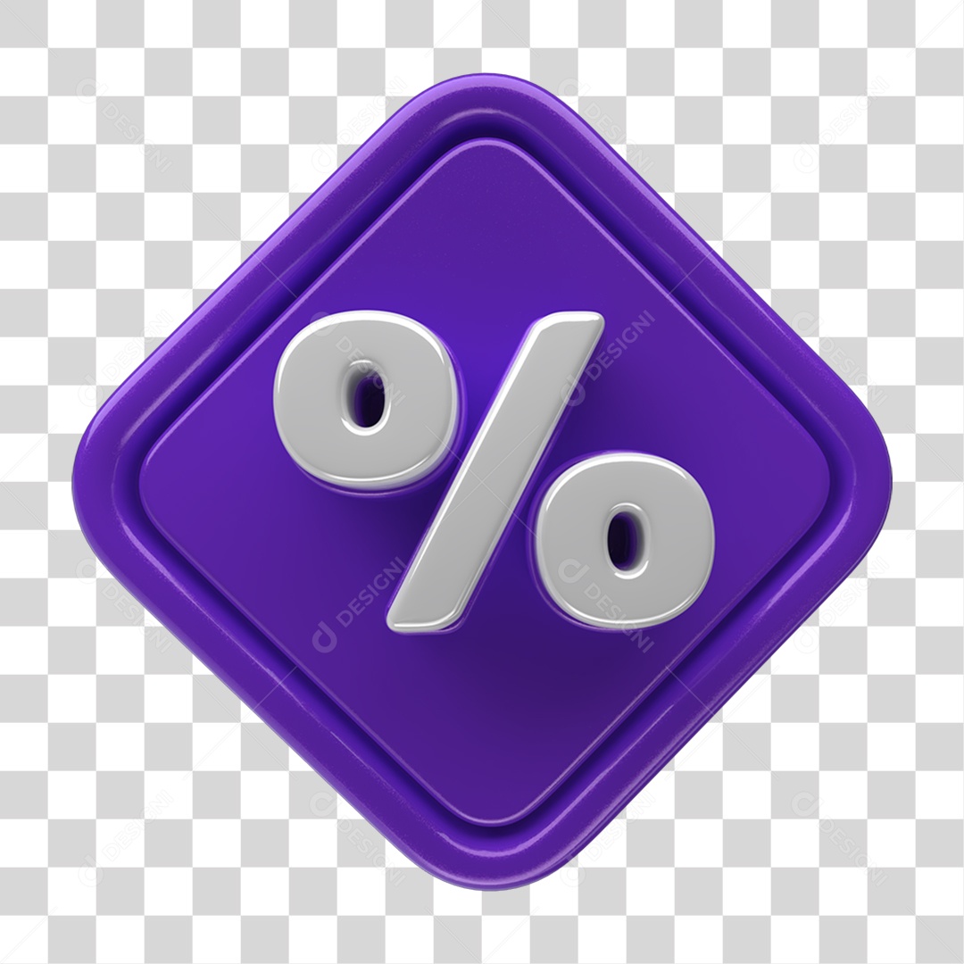 Ícone 3D Placa Símbolo Porcentagem PNG Transparente