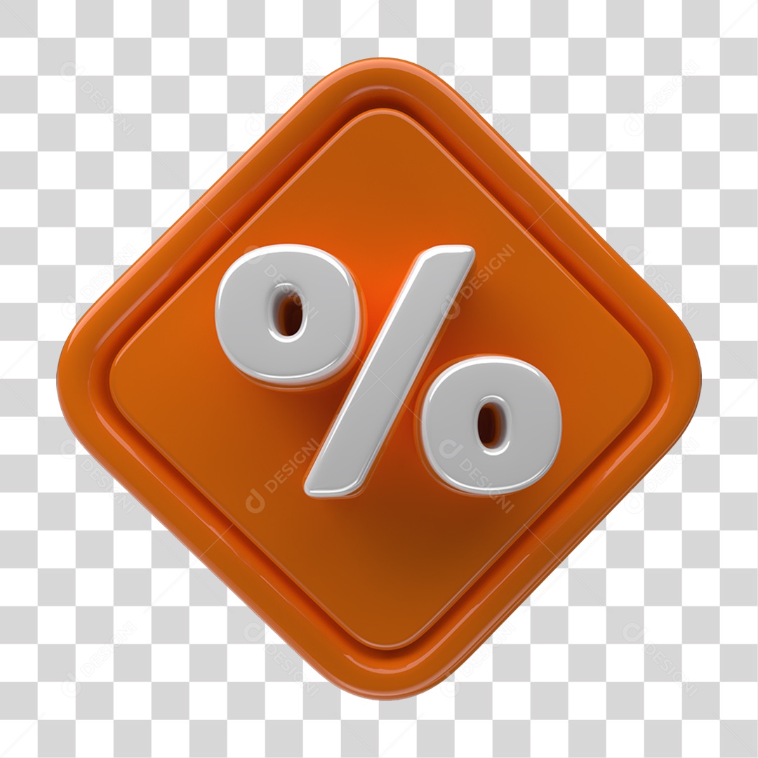 Ícone 3D Placa Símbolo Porcentagem PNG Transparente