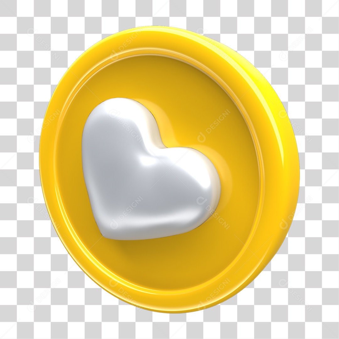 Ícone 3D Placa Símbolo Coração PNG Transparente