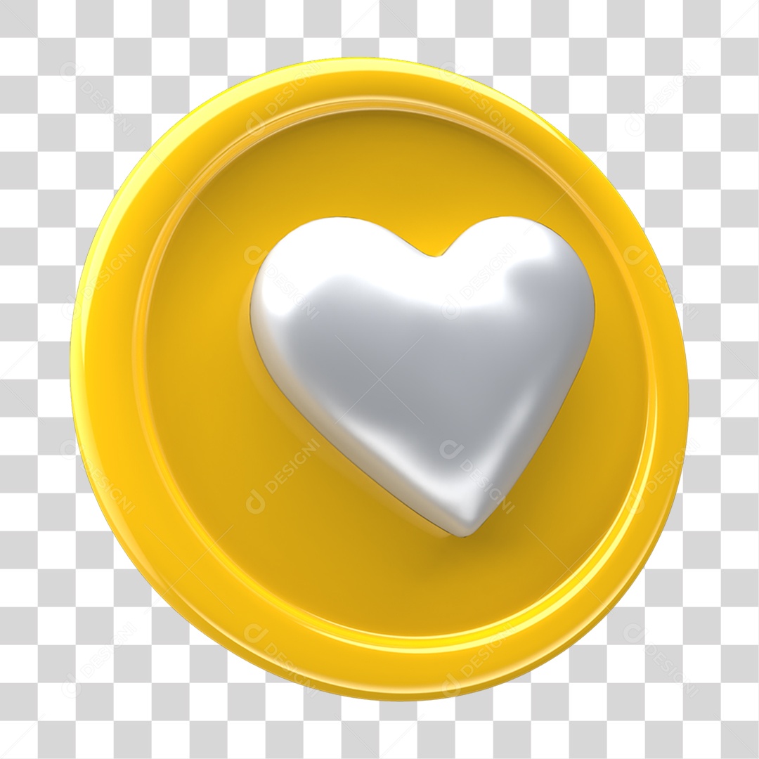 Ícone 3D Placa Símbolo Coração PNG Transparente