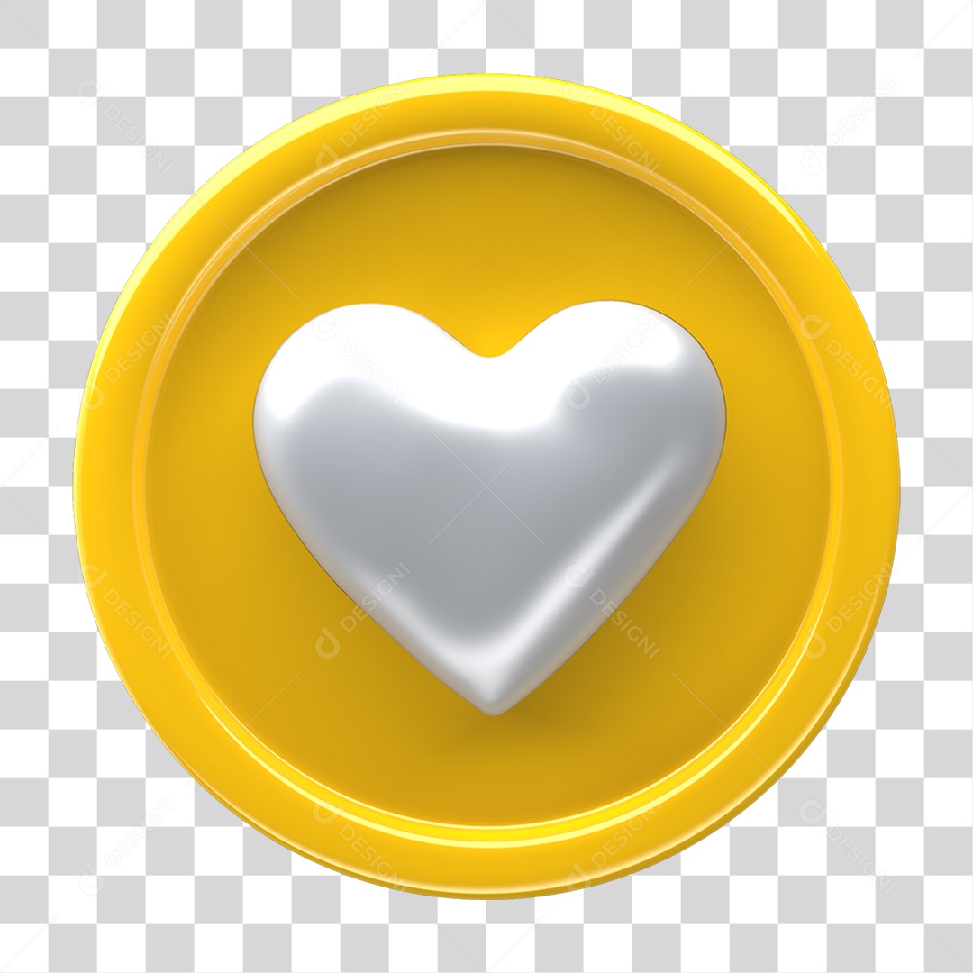 Ícone 3D Placa Símbolo Coração PNG Transparente