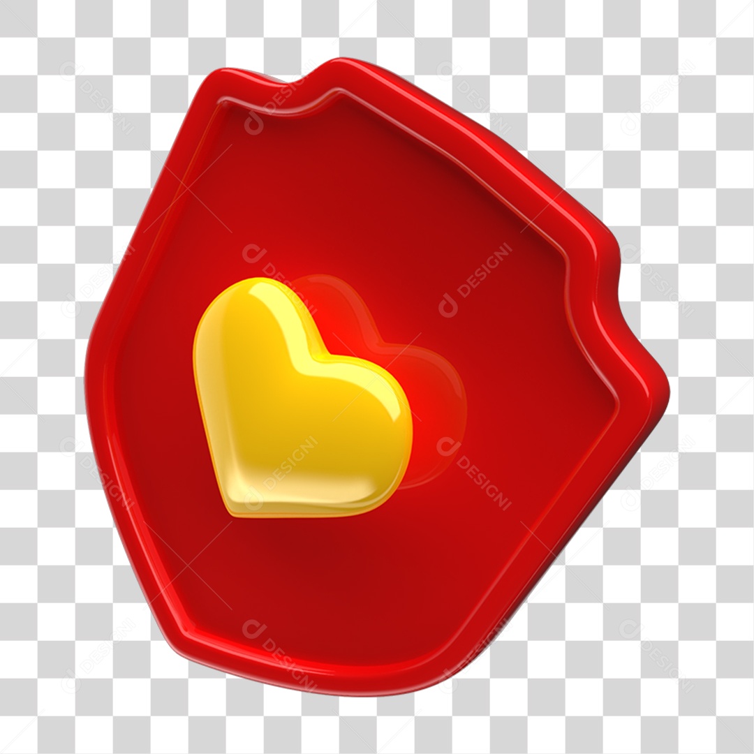 Ícone 3D Placa Símbolo Coração PNG Transparente