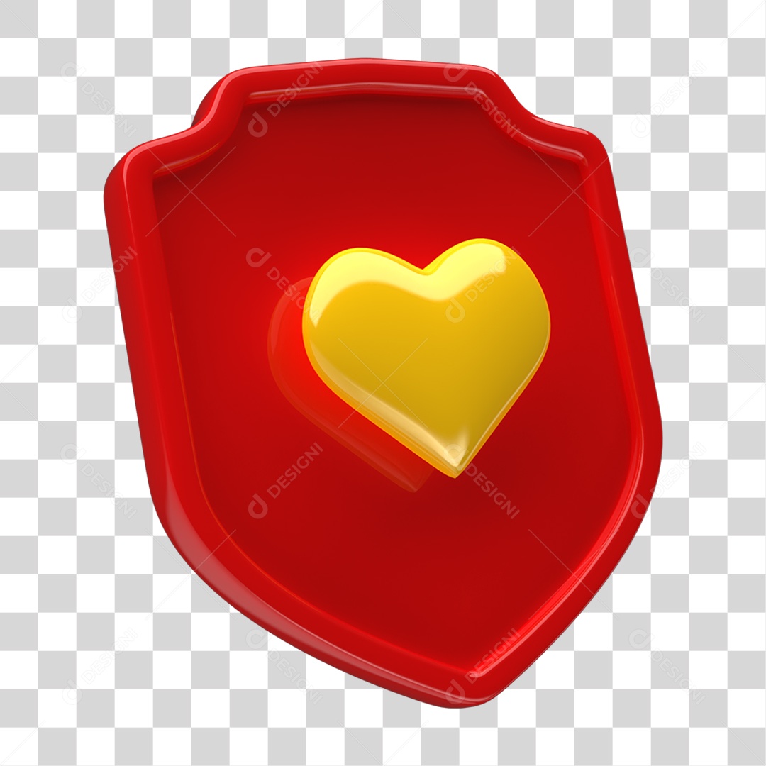 Ícone 3D Placa Símbolo Coração PNG Transparente