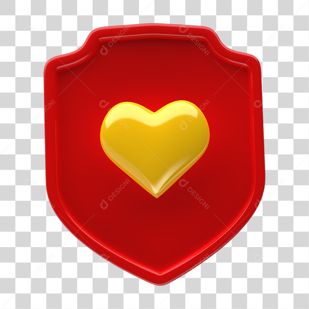 Ícone 3D Placa Símbolo Coração PNG Transparente