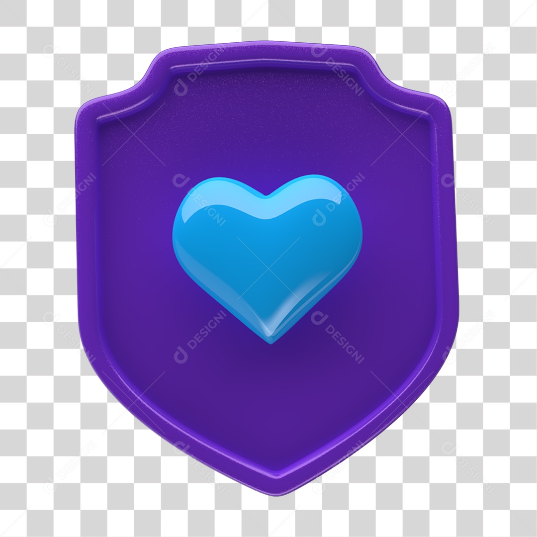 Ícone 3D Placa Símbolo Coração PNG Transparente