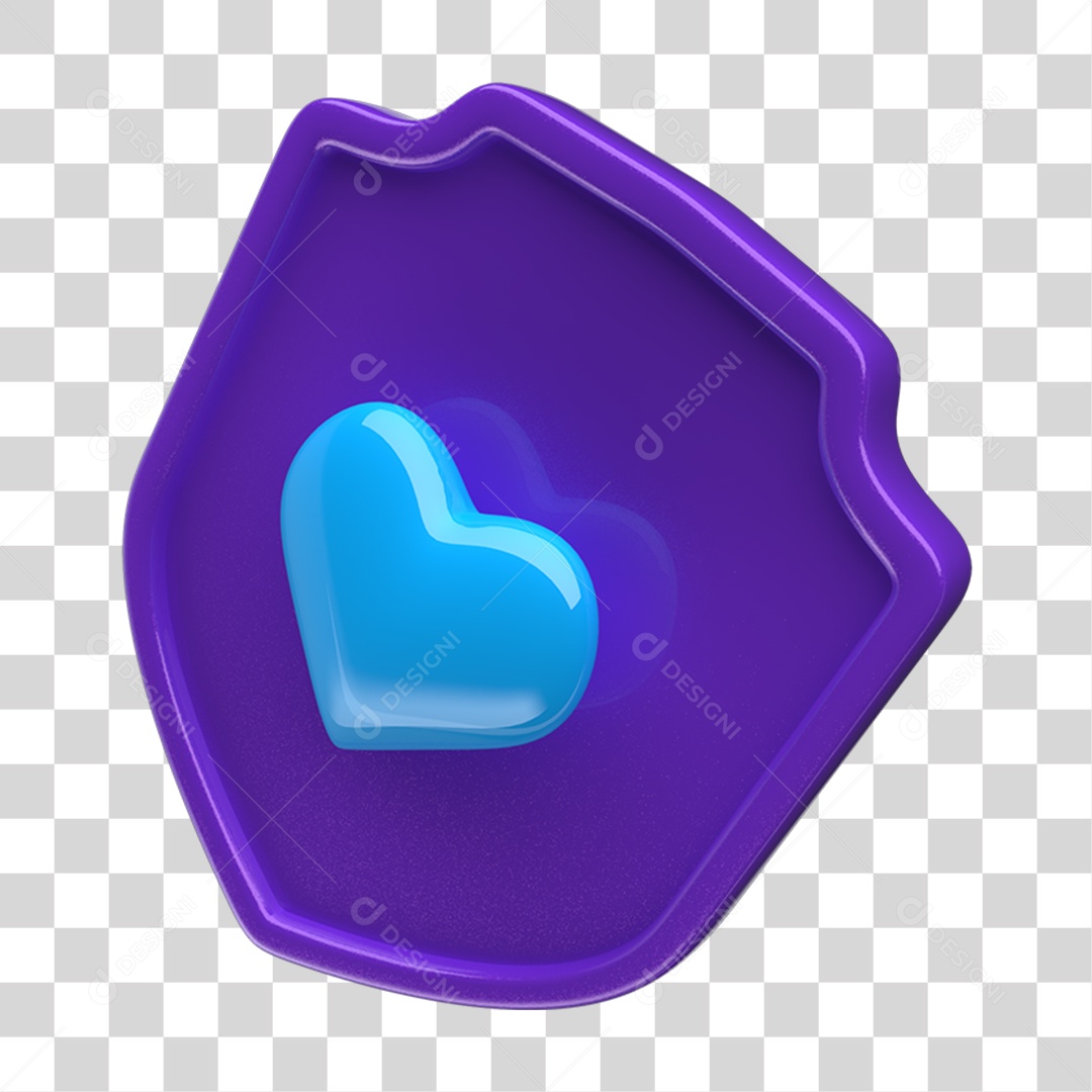 Ícone 3D Placa Símbolo Coração PNG Transparente