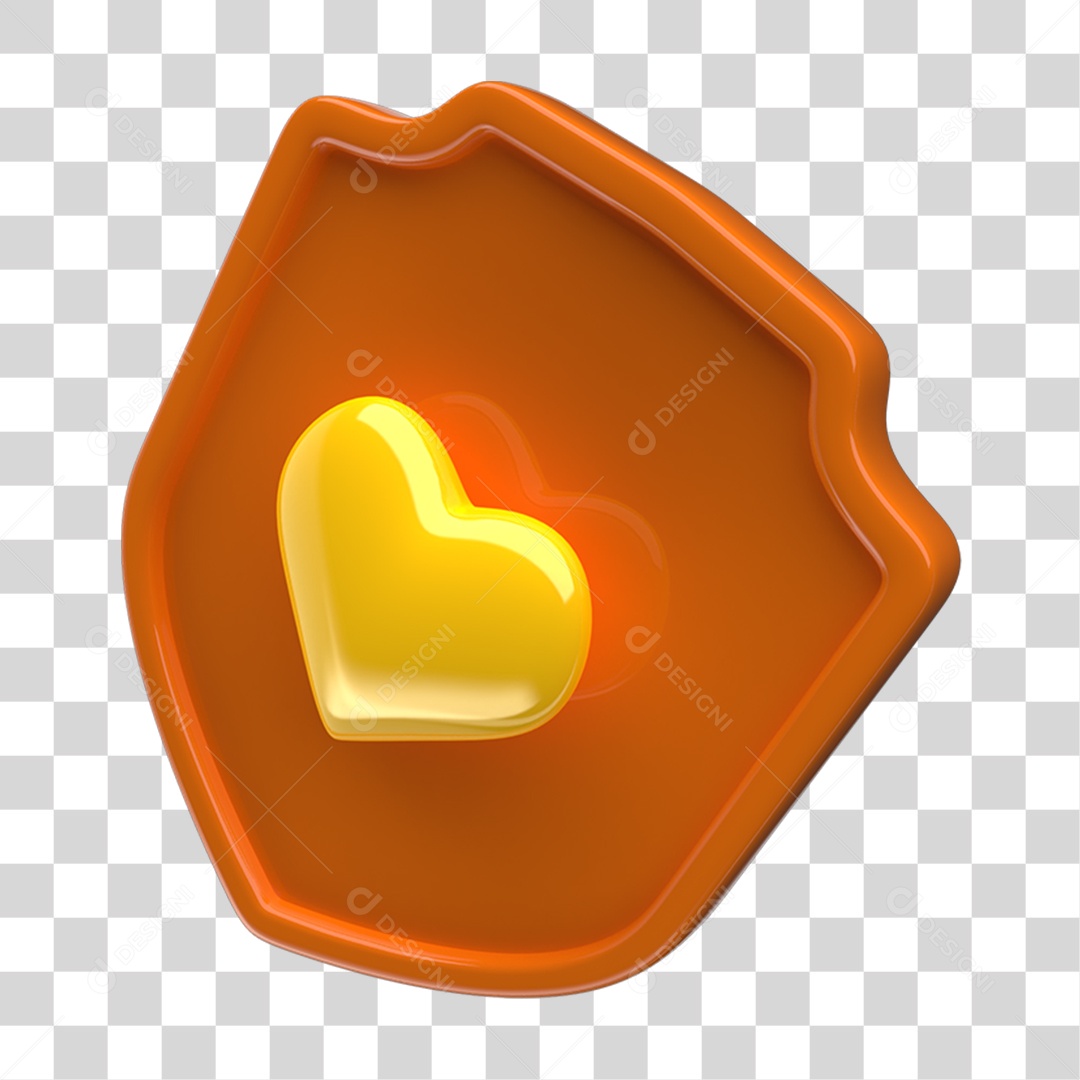 Ícone 3D Placa Símbolo Coração PNG Transparente