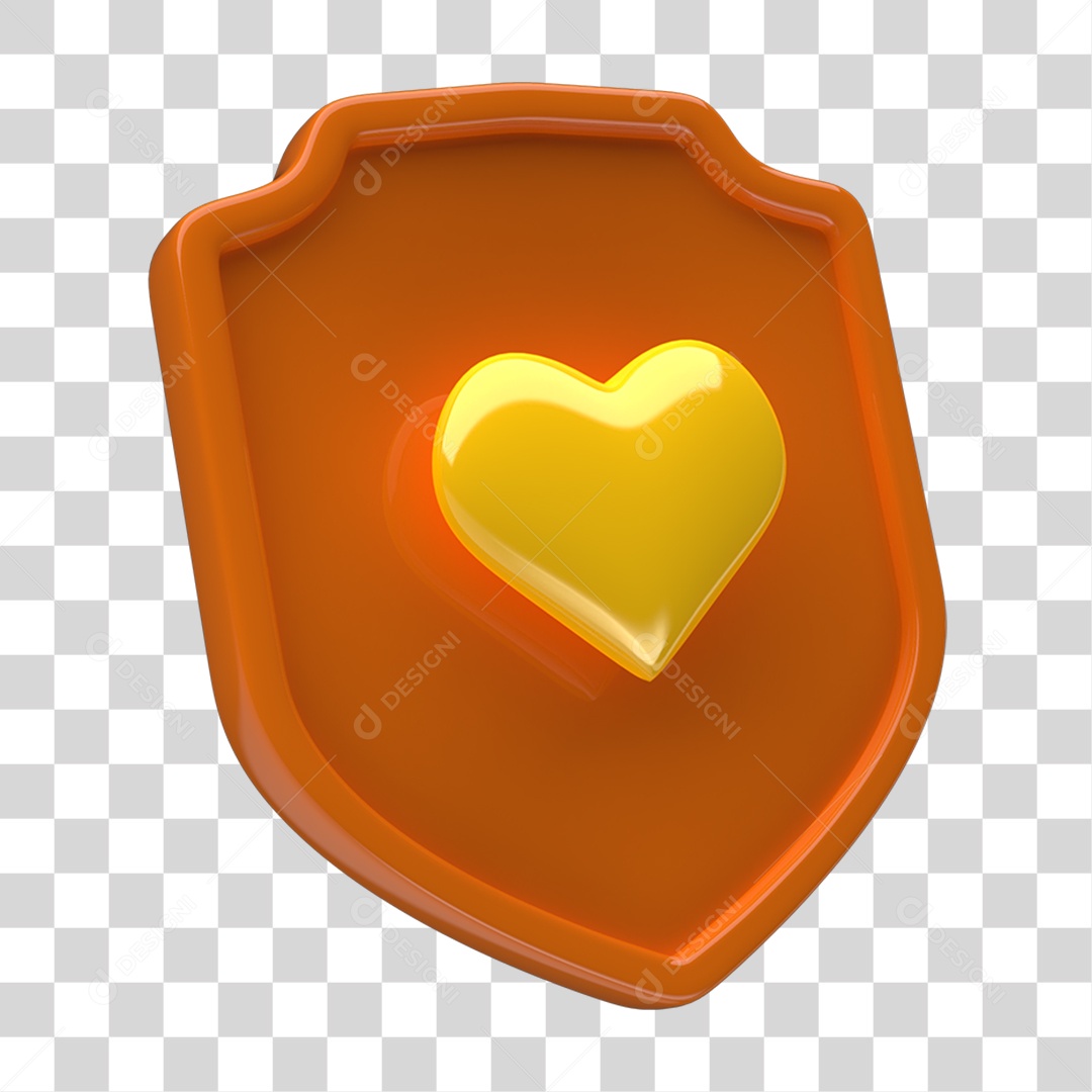 Ícone 3D Placa Símbolo Coração PNG Transparente