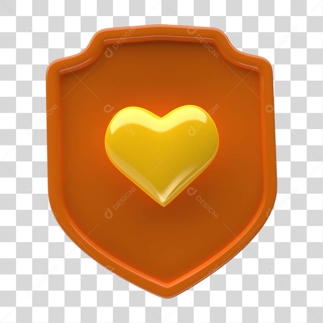 Ícone 3D Placa Símbolo Coração PNG Transparente