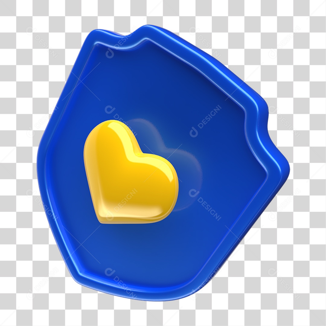 Ícone 3D Placa Símbolo Coração PNG Transparente