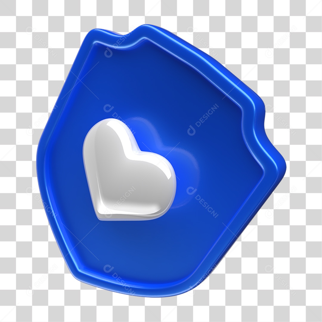 Ícone 3D Placa Símbolo Coração PNG Transparente