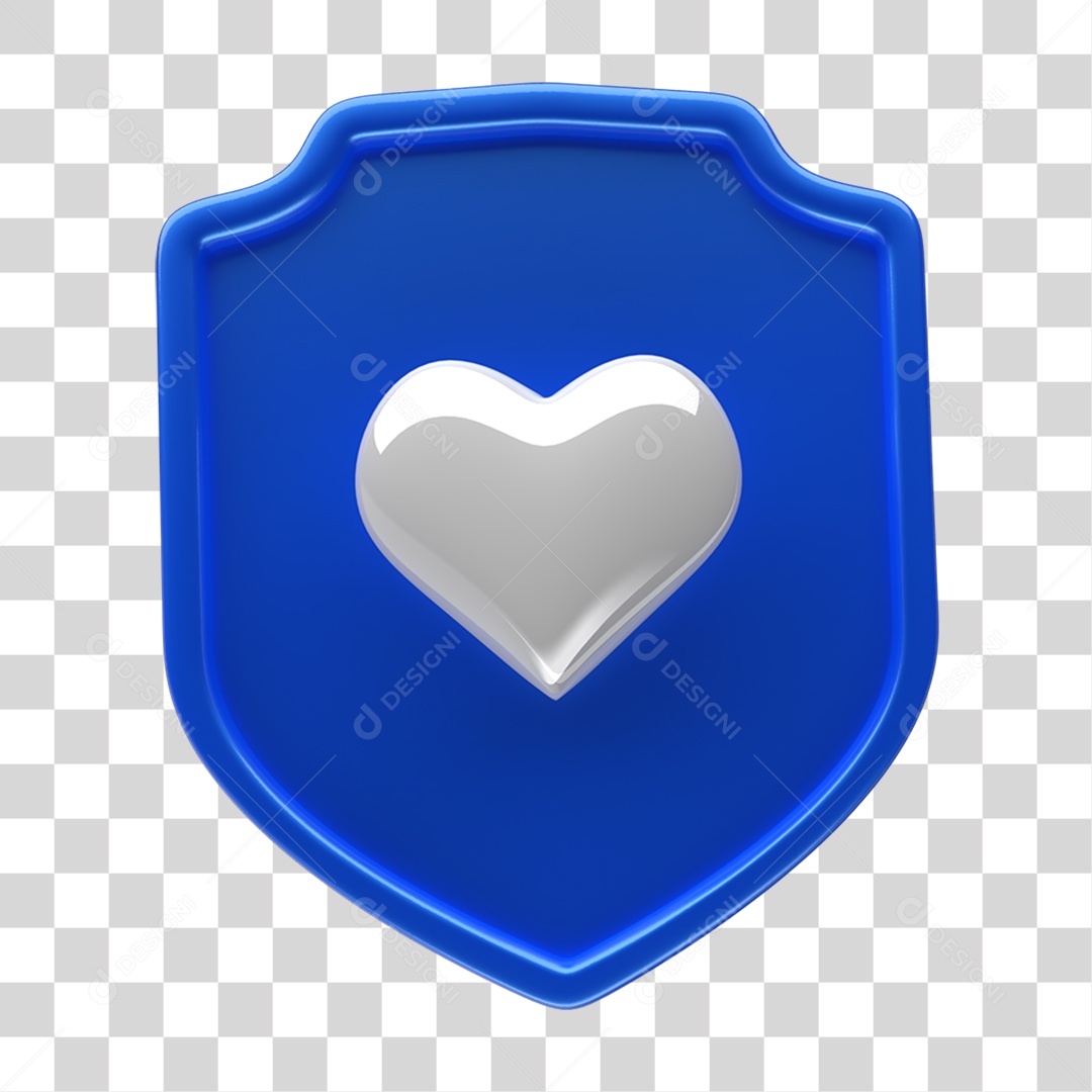 Ícone 3D Placa Símbolo Coração PNG Transparente