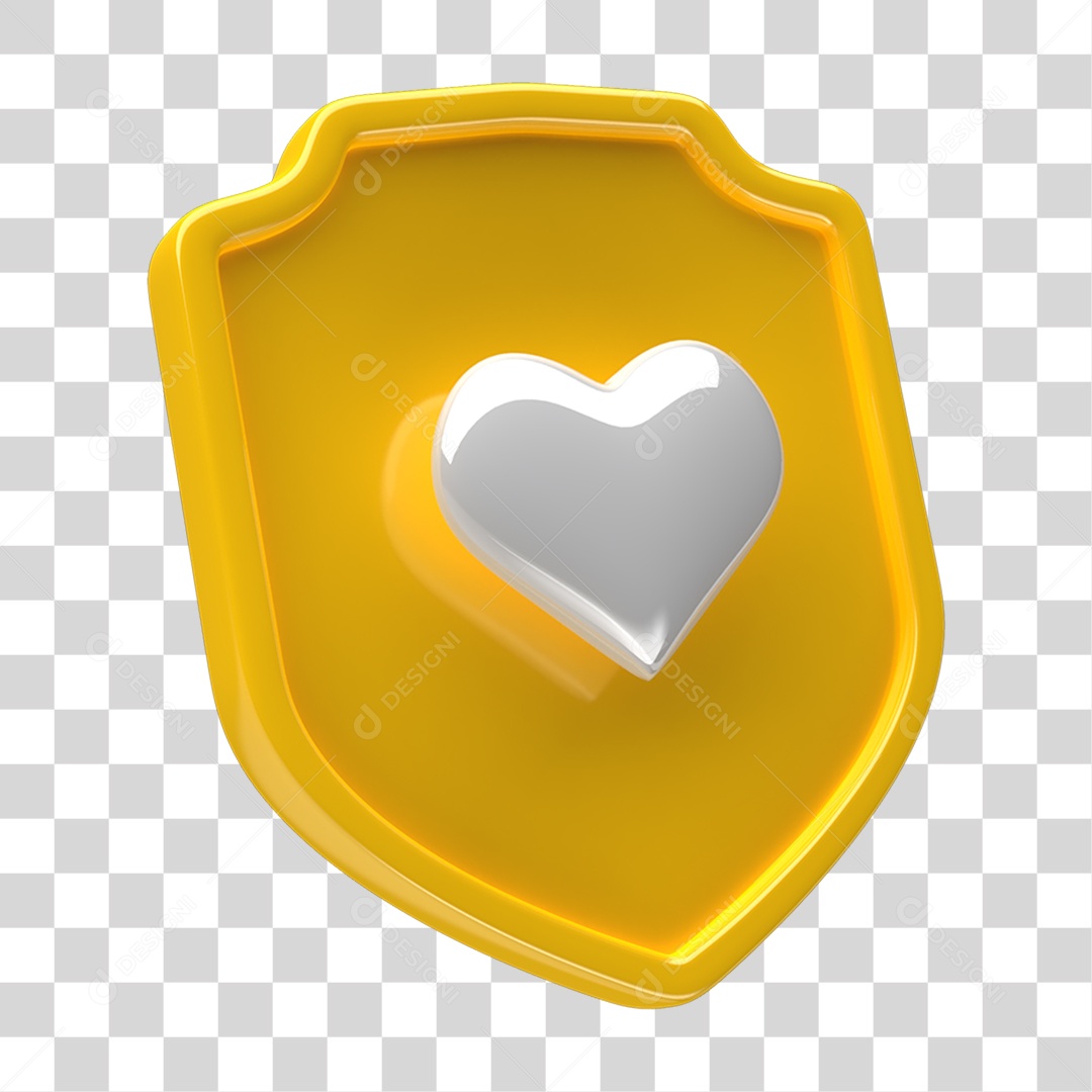 Ícone 3D Placa Símbolo Coração PNG Transparente