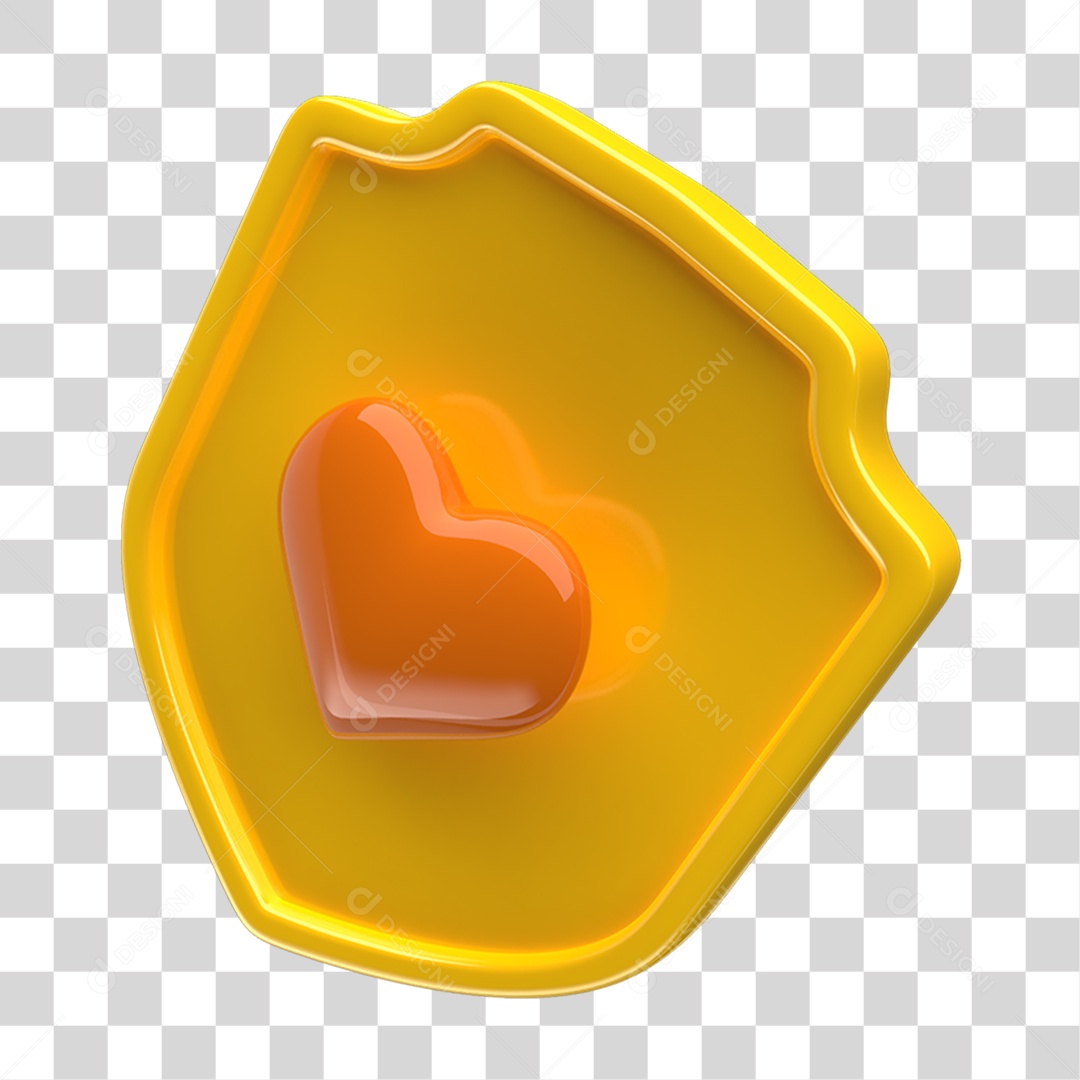 Ícone 3D Placa Símbolo Coração PNG Transparente