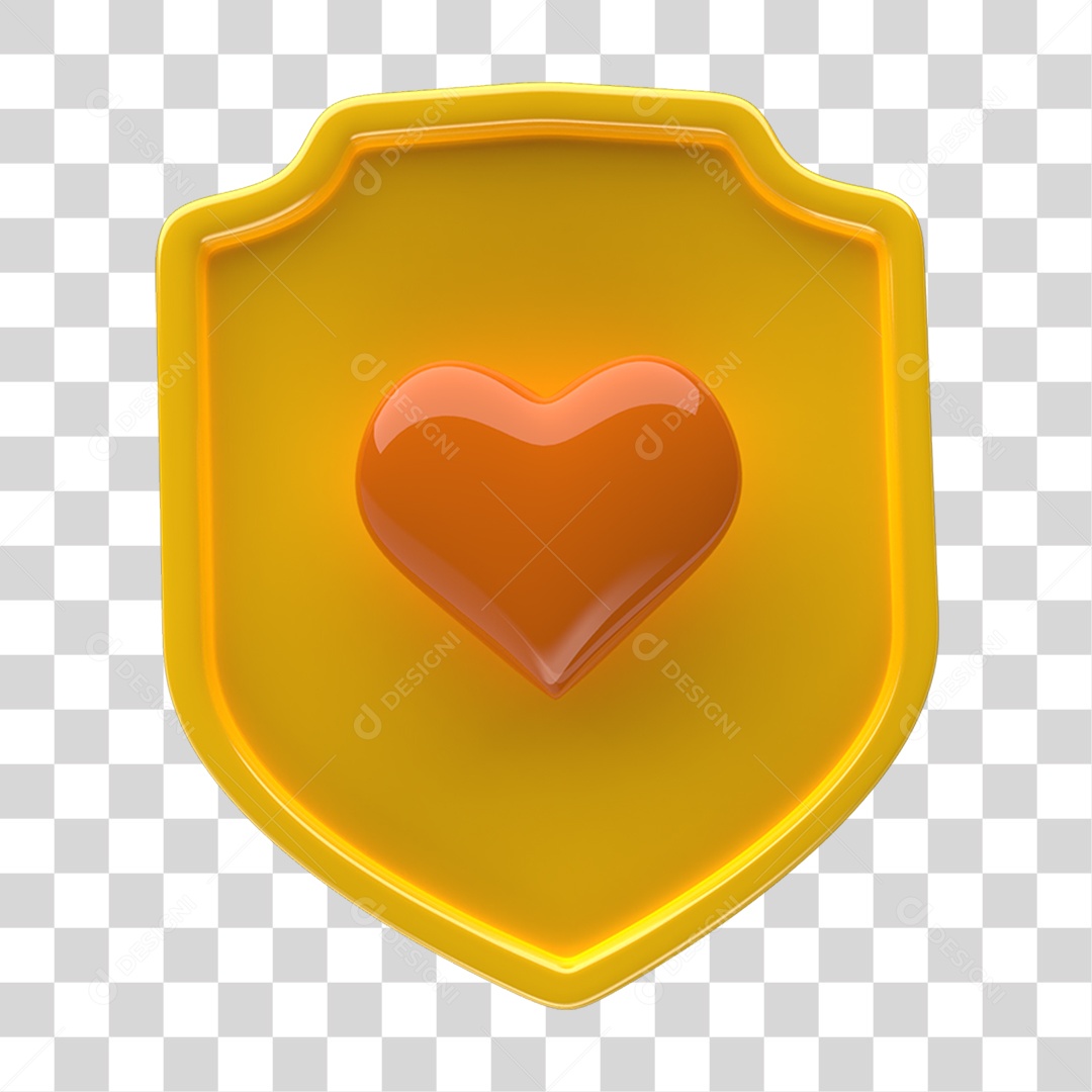 Ícone 3D Placa Símbolo Coração PNG Transparente