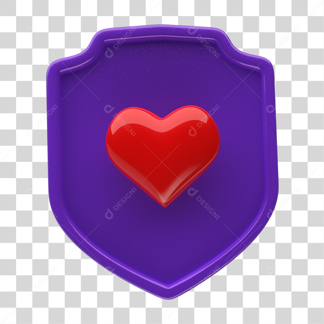 Ícone 3D Placa Símbolo Coração PNG Transparente