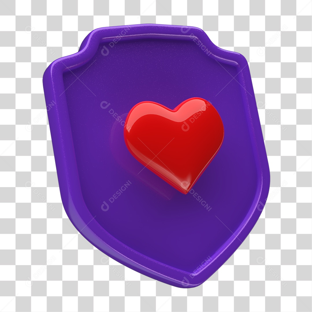 Ícone 3D Placa Símbolo Coração PNG Transparente