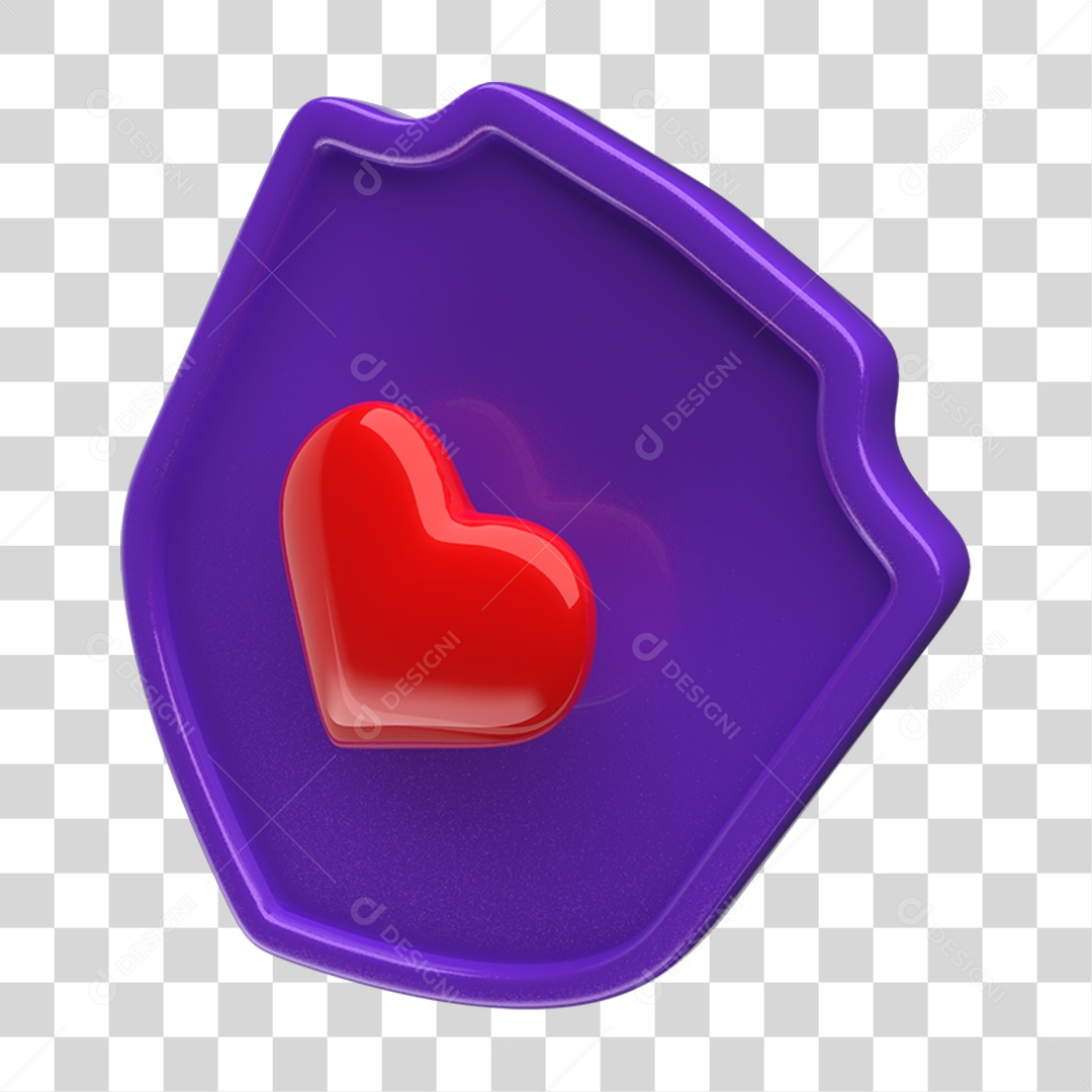 Ícone 3D Placa Símbolo Coração PNG Transparente