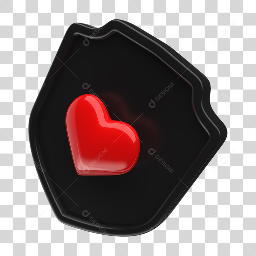 Ícone 3D Placa Símbolo Coração PNG Transparente