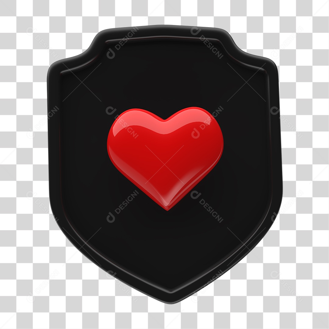 Ícone 3D Placa Símbolo Coração PNG Transparente