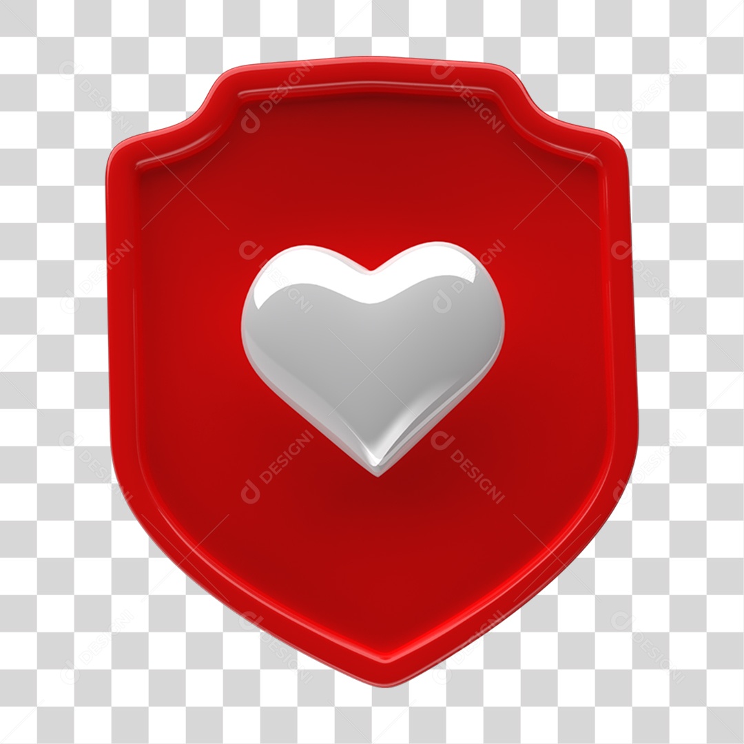Ícone 3D Placa Símbolo Coração PNG Transparente