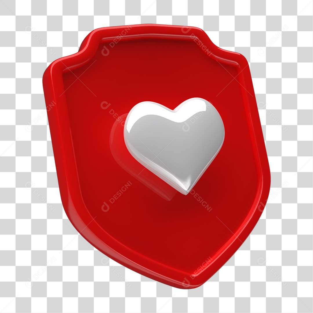 Ícone 3D Placa Símbolo Coração PNG Transparente