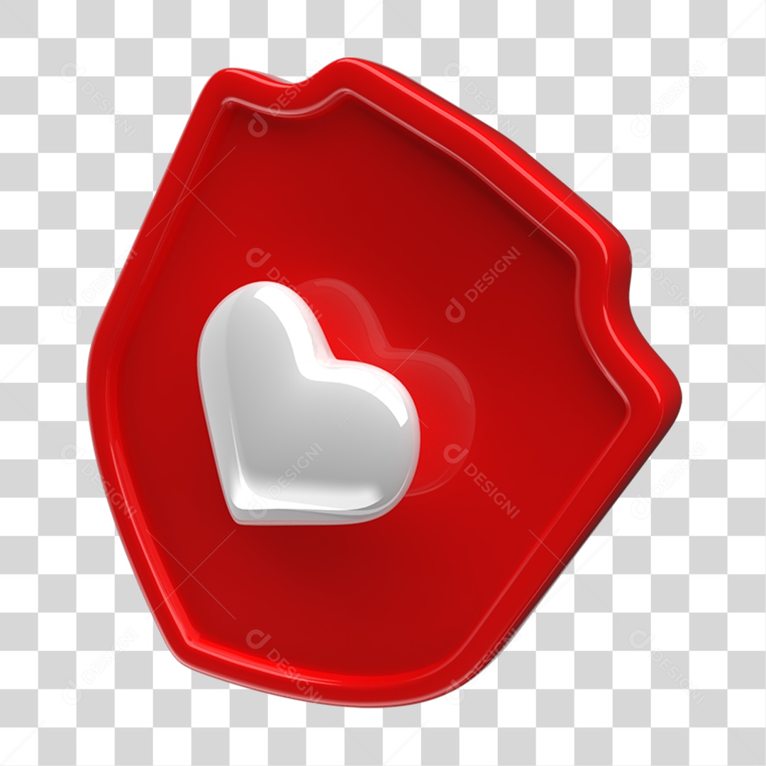 Ícone 3D Placa Símbolo Coração PNG Transparente