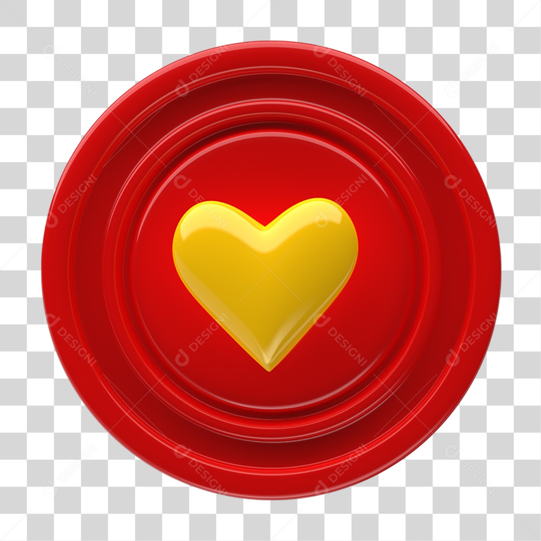 Ícone 3D Placa Símbolo Coração PNG Transparente