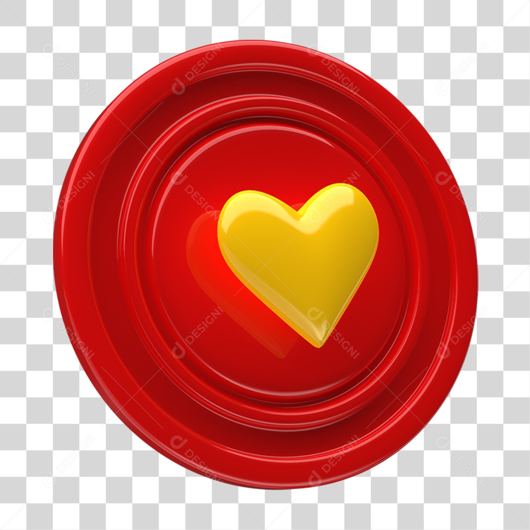 Ícone 3D Placa Símbolo Coração PNG Transparente