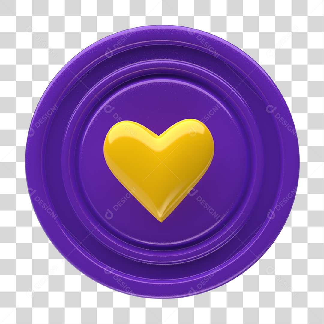 Ícone 3D Placa Símbolo Coração PNG Transparente