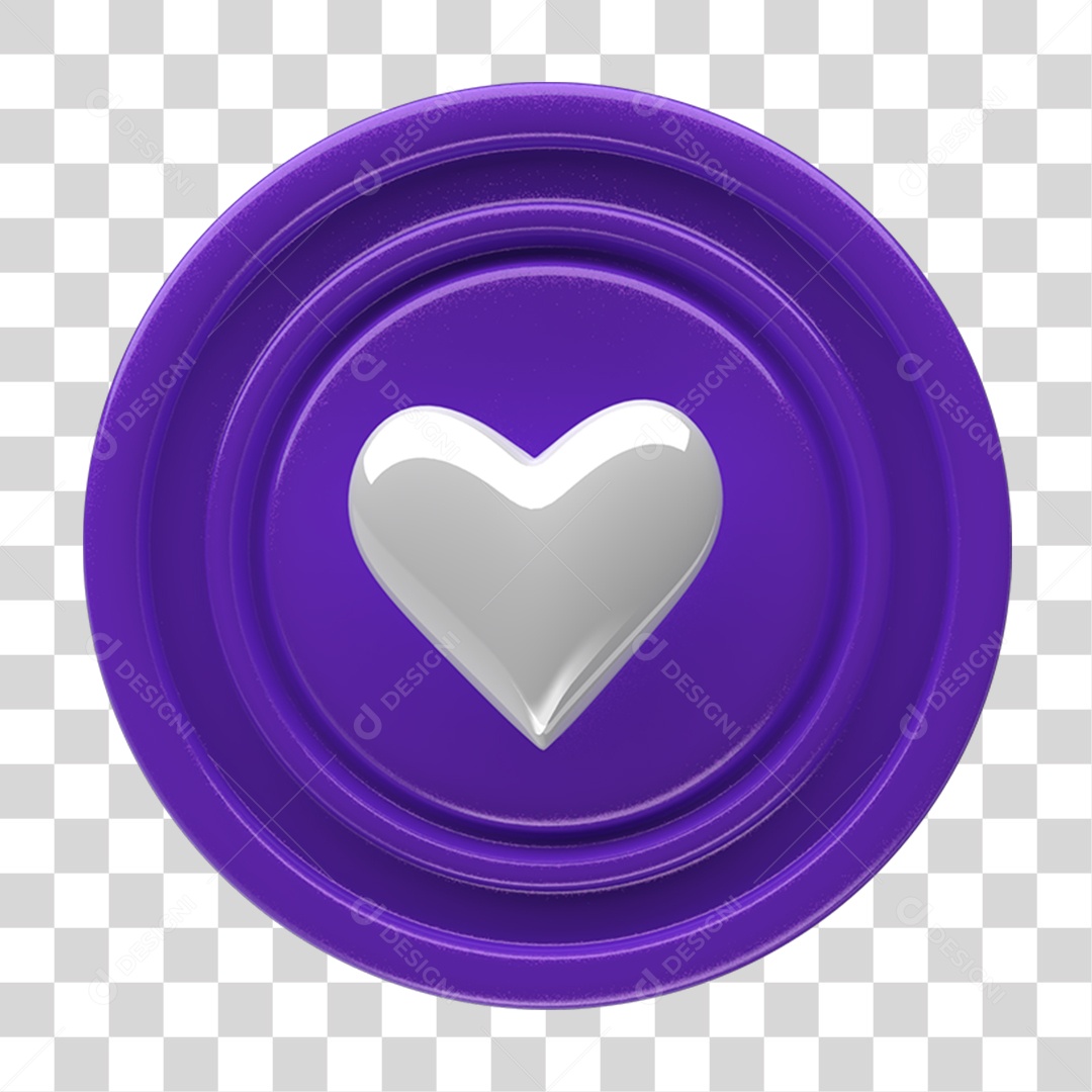 Ícone 3D Placa Símbolo Coração PNG Transparente