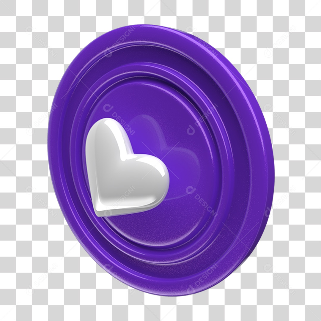 Ícone 3D Placa Símbolo Coração PNG Transparente