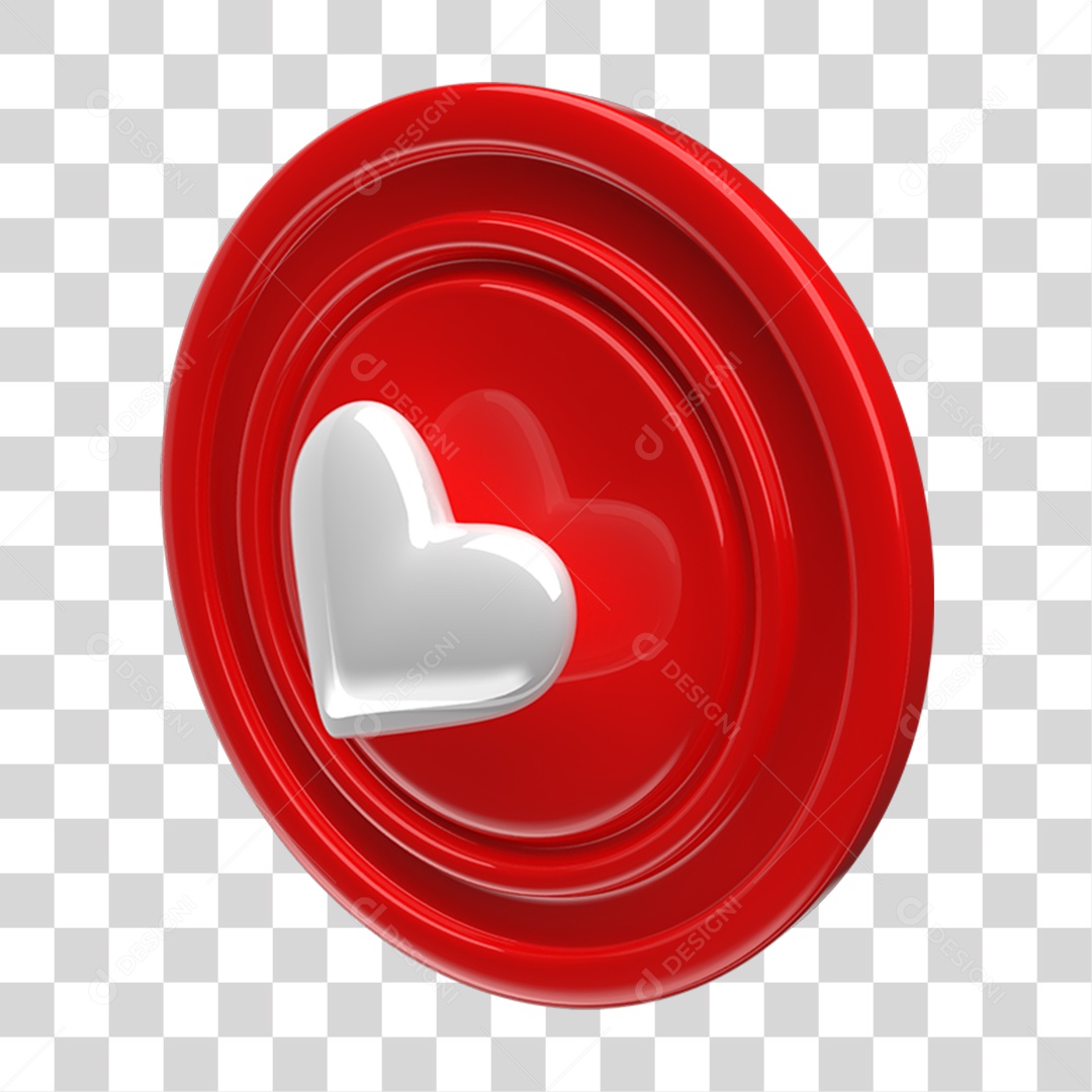 Ícone 3D Placa Símbolo Coração PNG Transparente