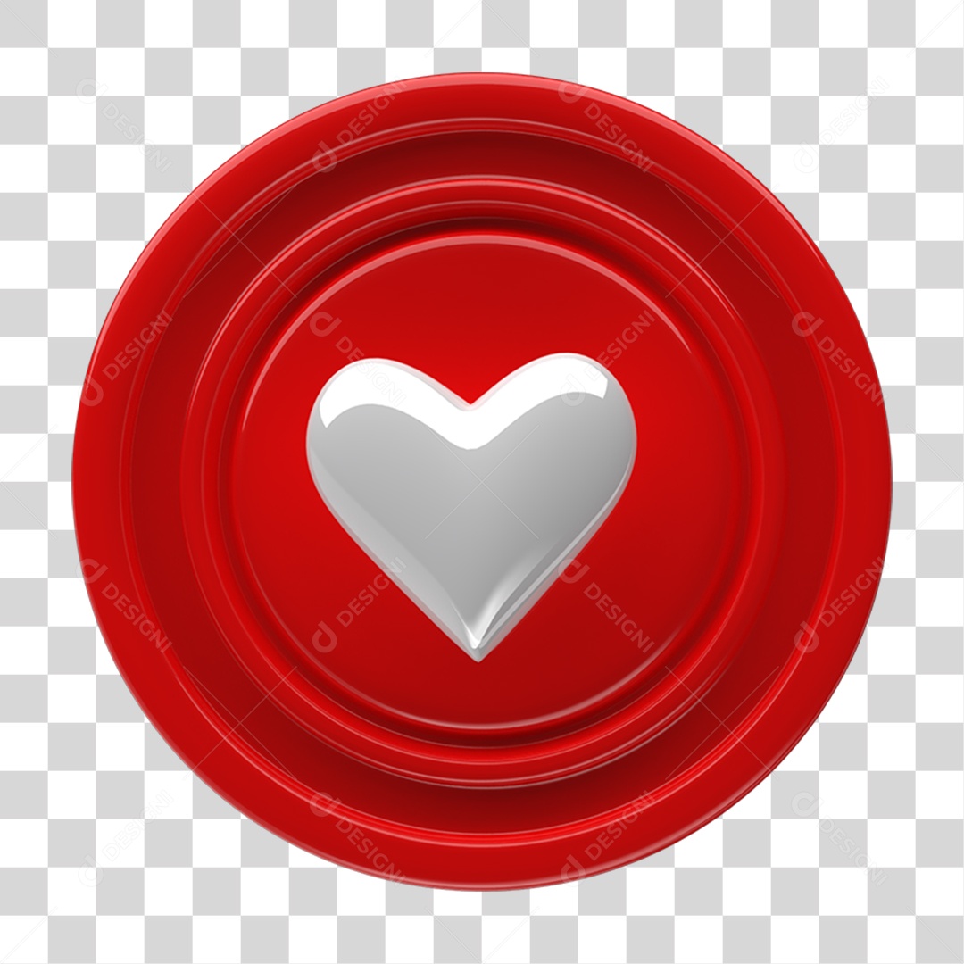 Ícone 3D Placa Símbolo Coração PNG Transparente