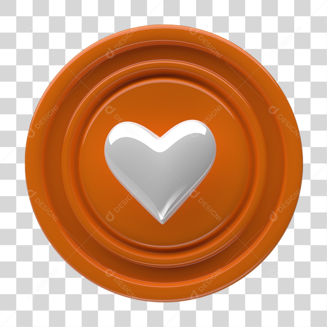 Ícone 3D Placa Símbolo Coração PNG Transparente