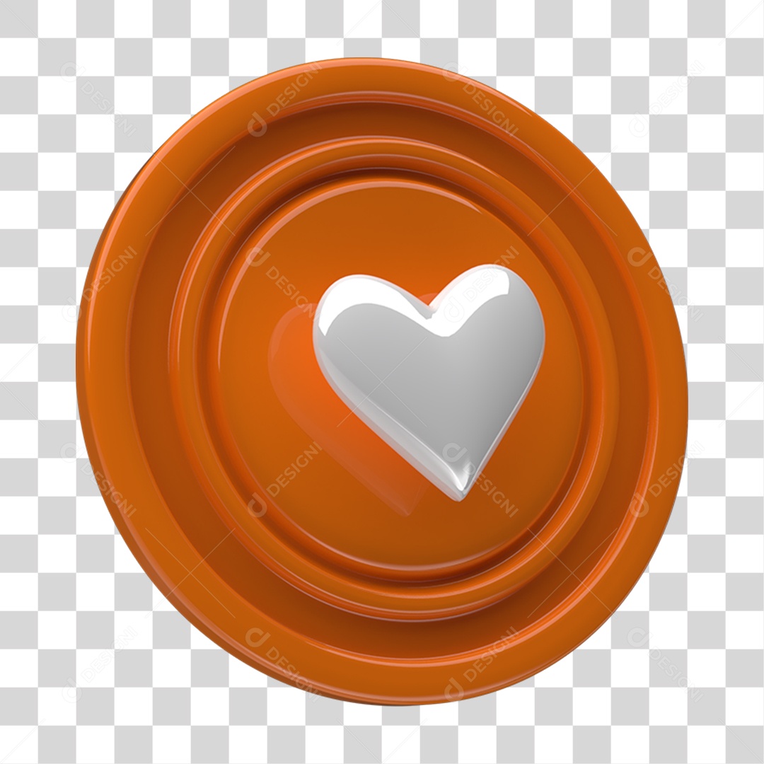 Ícone 3D Placa Símbolo Coração PNG Transparente