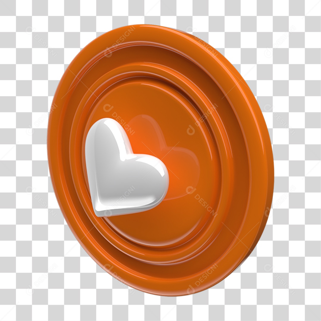 Ícone 3D Placa Símbolo Coração PNG Transparente