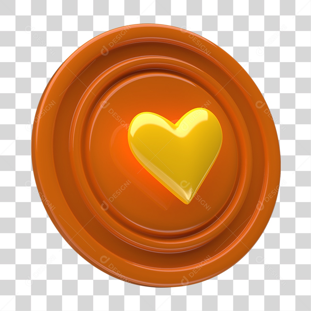 Ícone 3D Placa Símbolo Coração PNG Transparente
