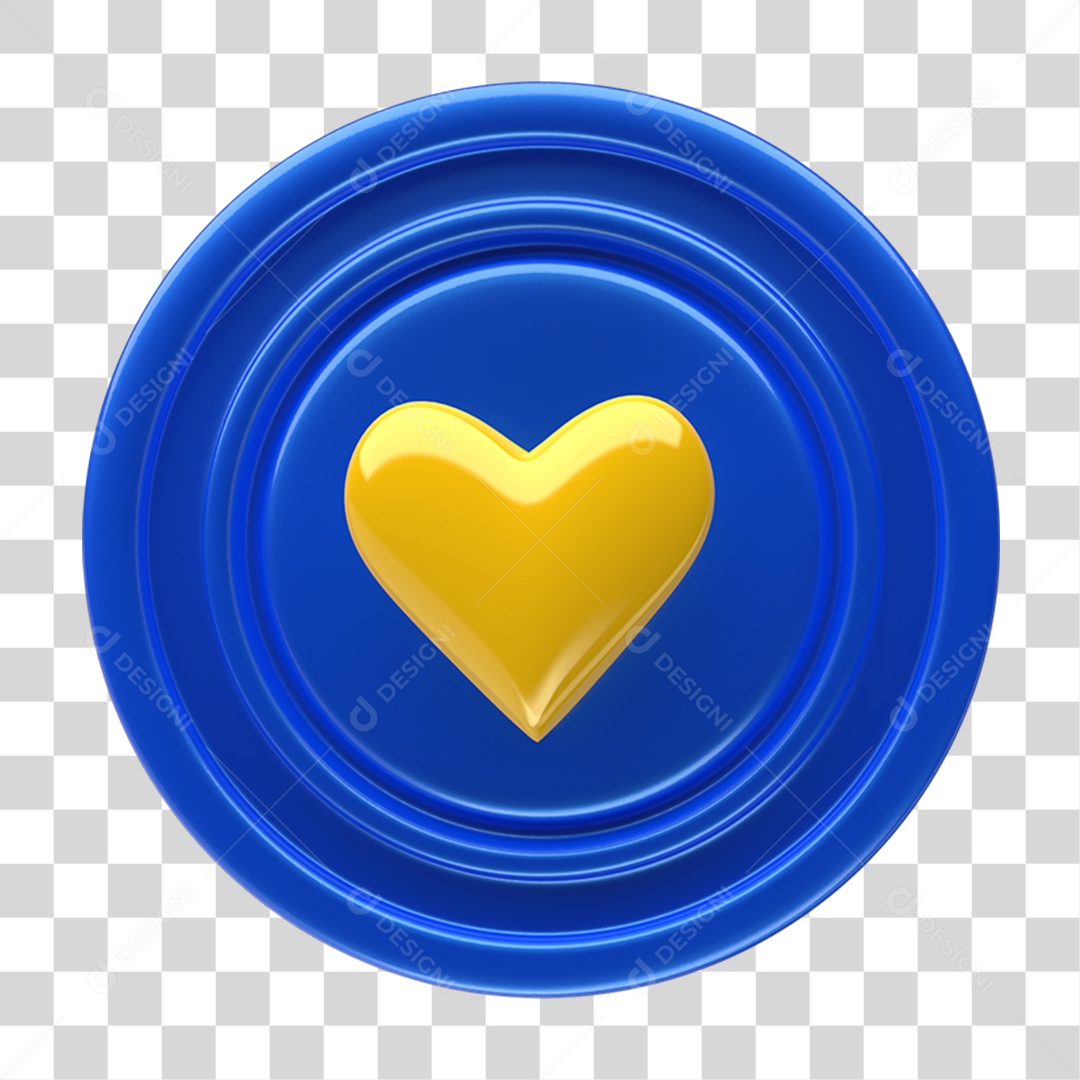 Ícone 3D Placa Símbolo Coração PNG Transparente