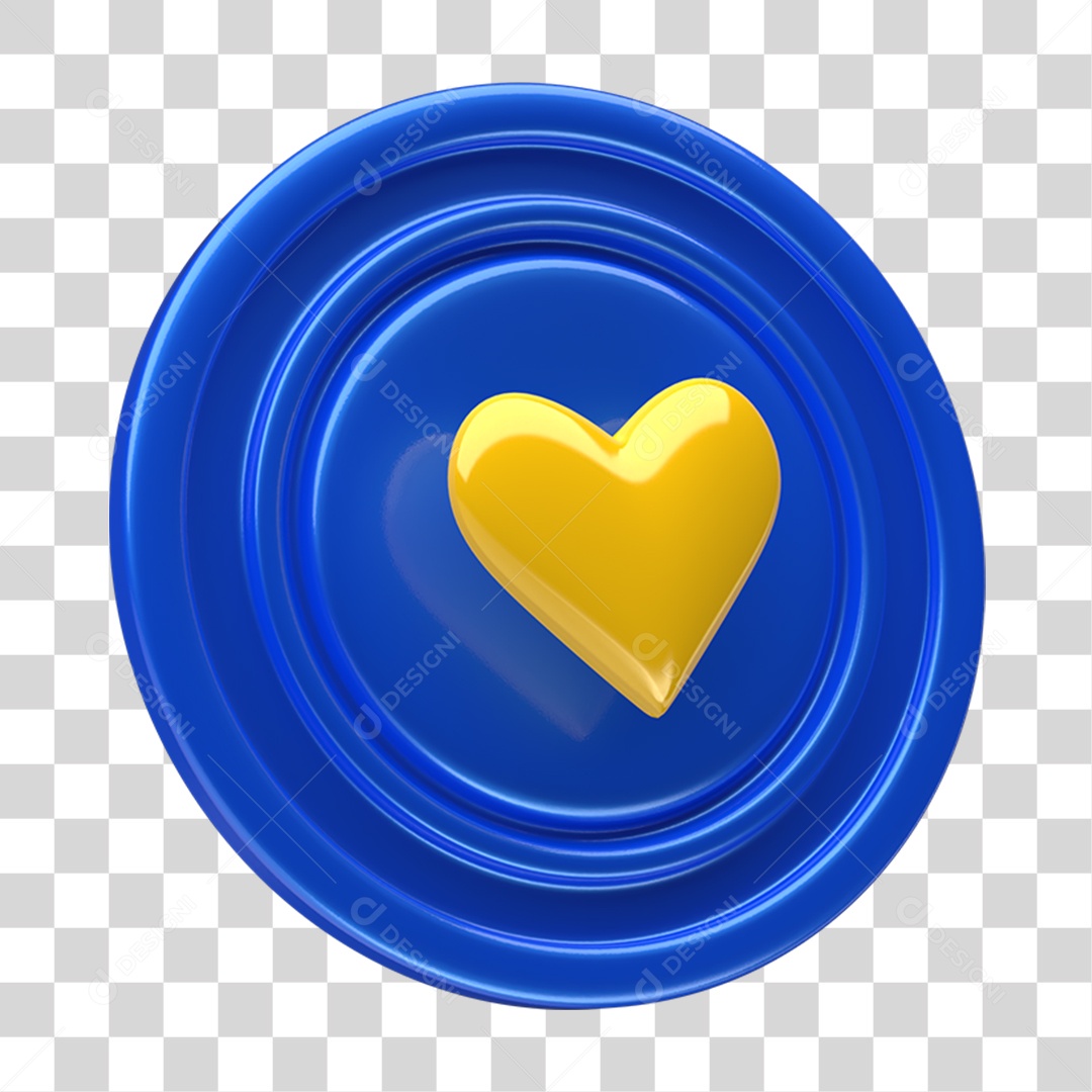 Ícone 3D Placa Símbolo Coração PNG Transparente